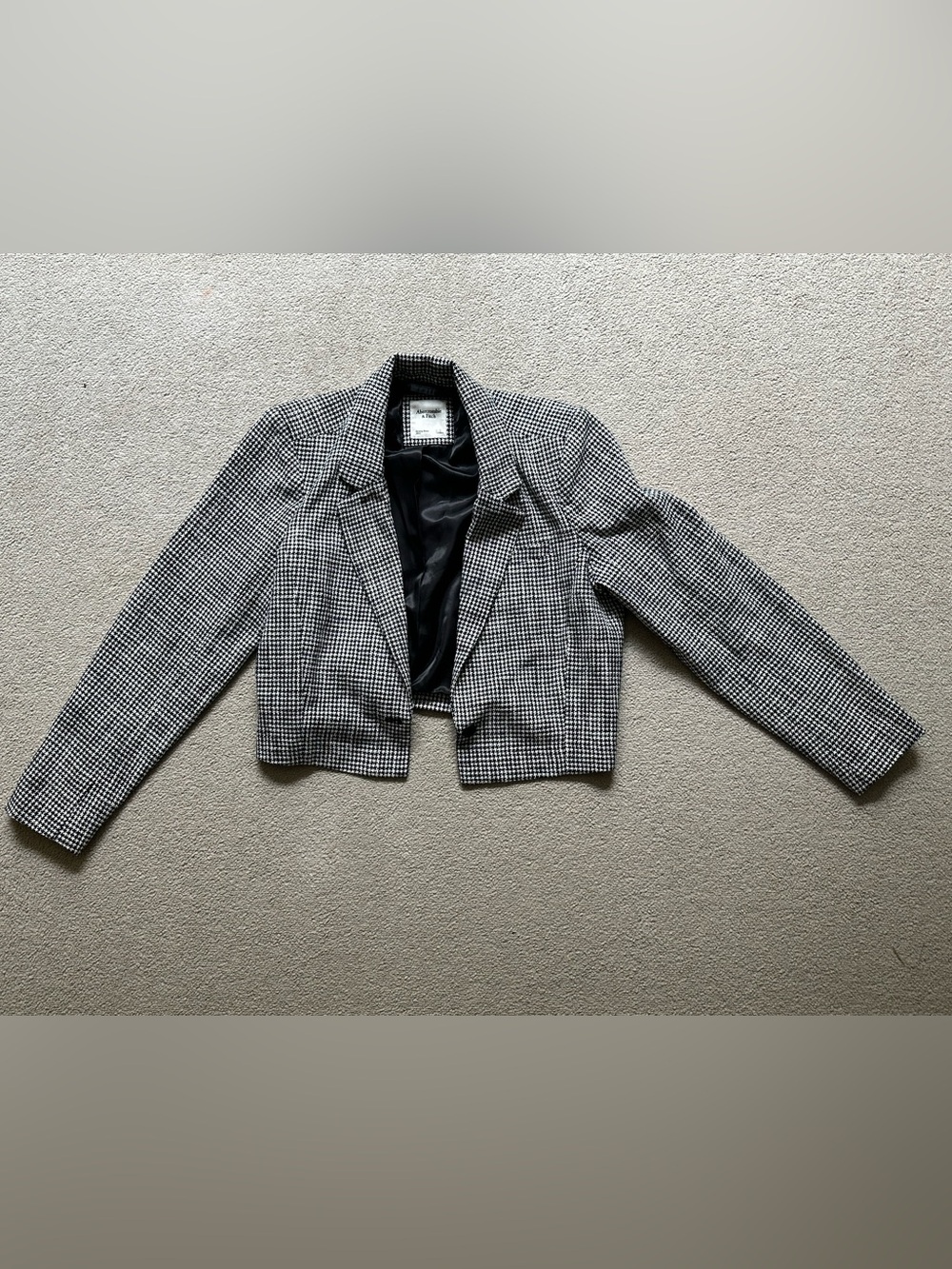 Abercrombie & Fitch Houndstooth Cropped Blazer Black & White Large